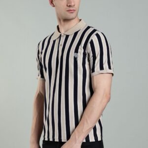 PR3 SS 007|| Navy Stripes || 100% Cotton T-Shirt