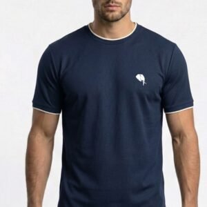 RHS002B||NAVY|| Round Neck Half